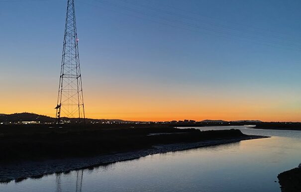 Sunset over the marsh at Bair Island.